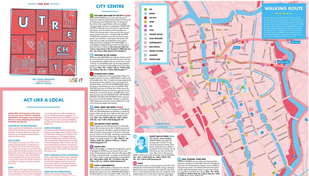 Nieuwe stadsplattegrond van Utrecht speciaal voor buitenlandse bezoekers