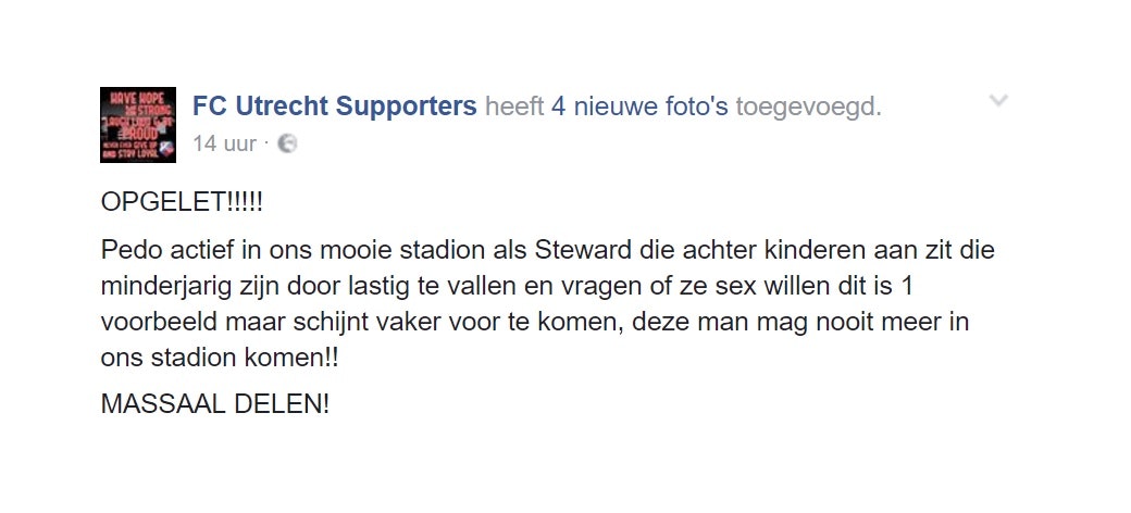 FC Utrecht zet steward op non-actief na het  benaderen van kinderen