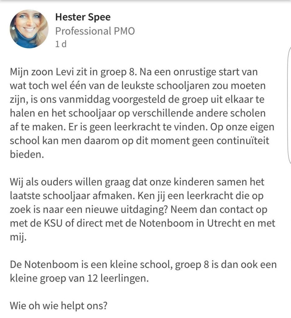 De oproep op LinkedIn