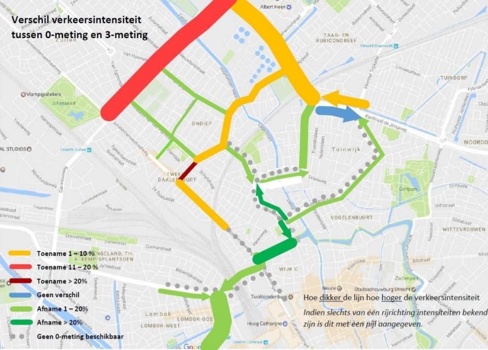 Een kaart met de verkeersintensiteit. Foto: Gemeente.