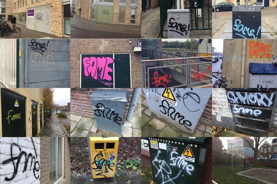 Man gearresteerd voor plaatsen graffiti ‘Fame’ op honderden plekken in Utrecht