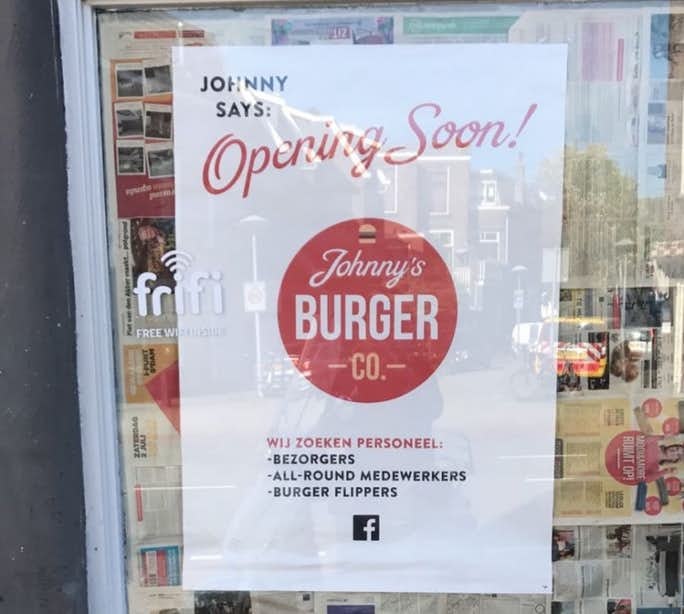 Gratis hamburgers bij Johnny’s Burger Company aan de Adelaarstraat