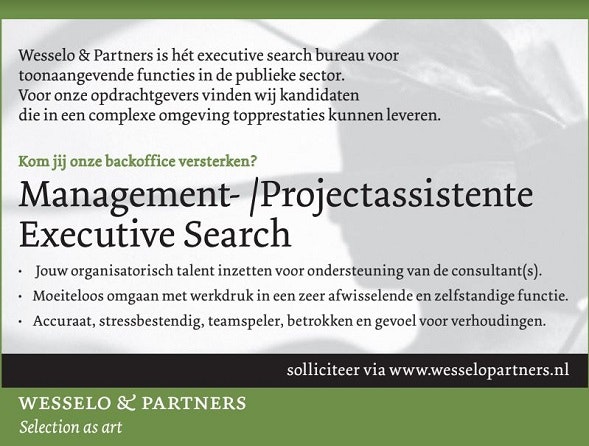 Wesselo & Partners zoekt een Management-/Projectassistente