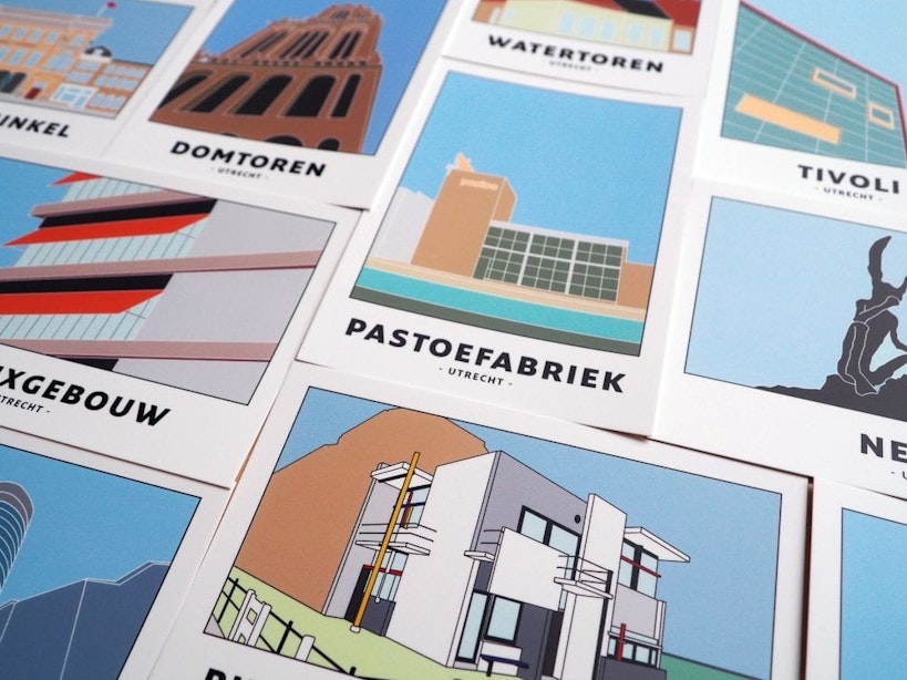 ‘Echt Utrecht’: Auke ontwerpt ansichtkaarten van Utrechtse gebouwen