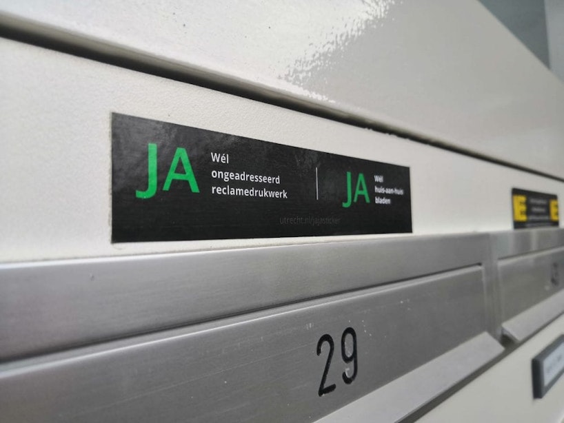 Utrechters gooien per jaar gemiddeld 4,2 kilo minder papier weg vanwege ja-ja-sticker