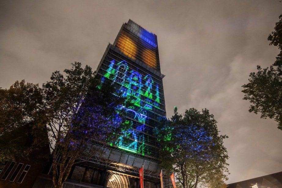 Kleurplaten worden een maand lang geprojecteerd op gevels in Utrechtse binnenstad