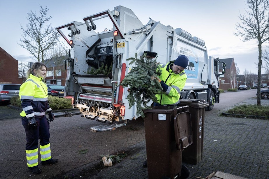 Van pronkstuk tot compost; de operatie ‘kerstboomophalen’ is in volle gang in Utrecht