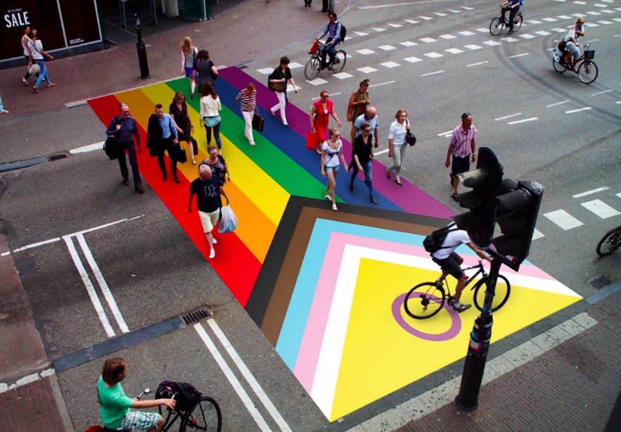 Utrecht krijgt mogelijk een Progress Pride-vlag op de plek van het regenboogzebrapad