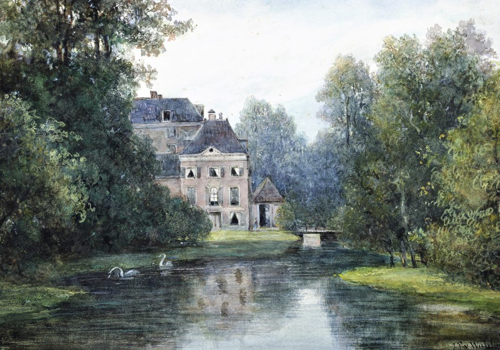 Op de plek van de stadsschouwburg tussen 1721-1744 het ‘Suikerhuis’ Afbeelding vlak voor de afbraak in 1860. (J.P. van Wissselingh, 1855-1860 HUA 35539)