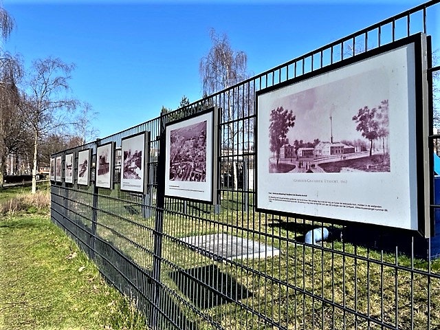 Fototentoonstelling over de geschiedenis van de gasfabriek en het Griftpark. Foto Herman de Wit