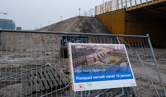 Bouw van appartementen Bellevue in Utrecht begonnen; fietspad verdwenen