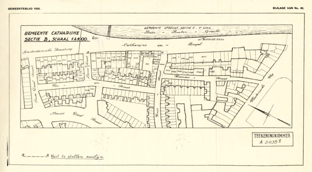Gemeentelijke kaart uit 1936 met daarop de Knipstraatbuurt.