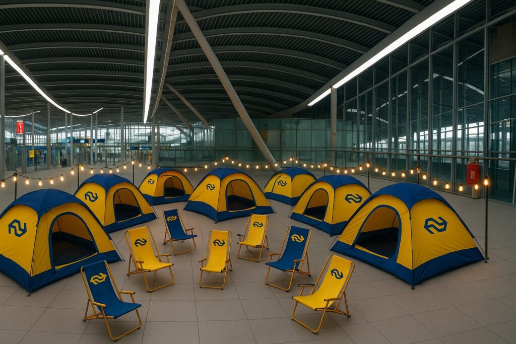 Glamping Utrecht Centraal: NS laat eerstejaars studenten logeren op het station tijdens UIT-week